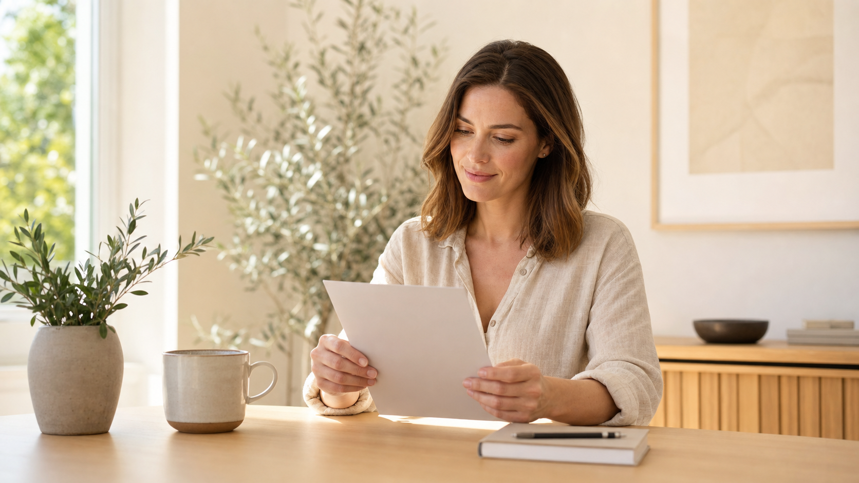 Woman reviewing health biomarker lab results
